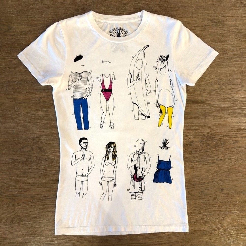 Chaser x The Ting Tings Collab Vintage Band Tee-White Paper Dolls-Fitted Sz Lge
